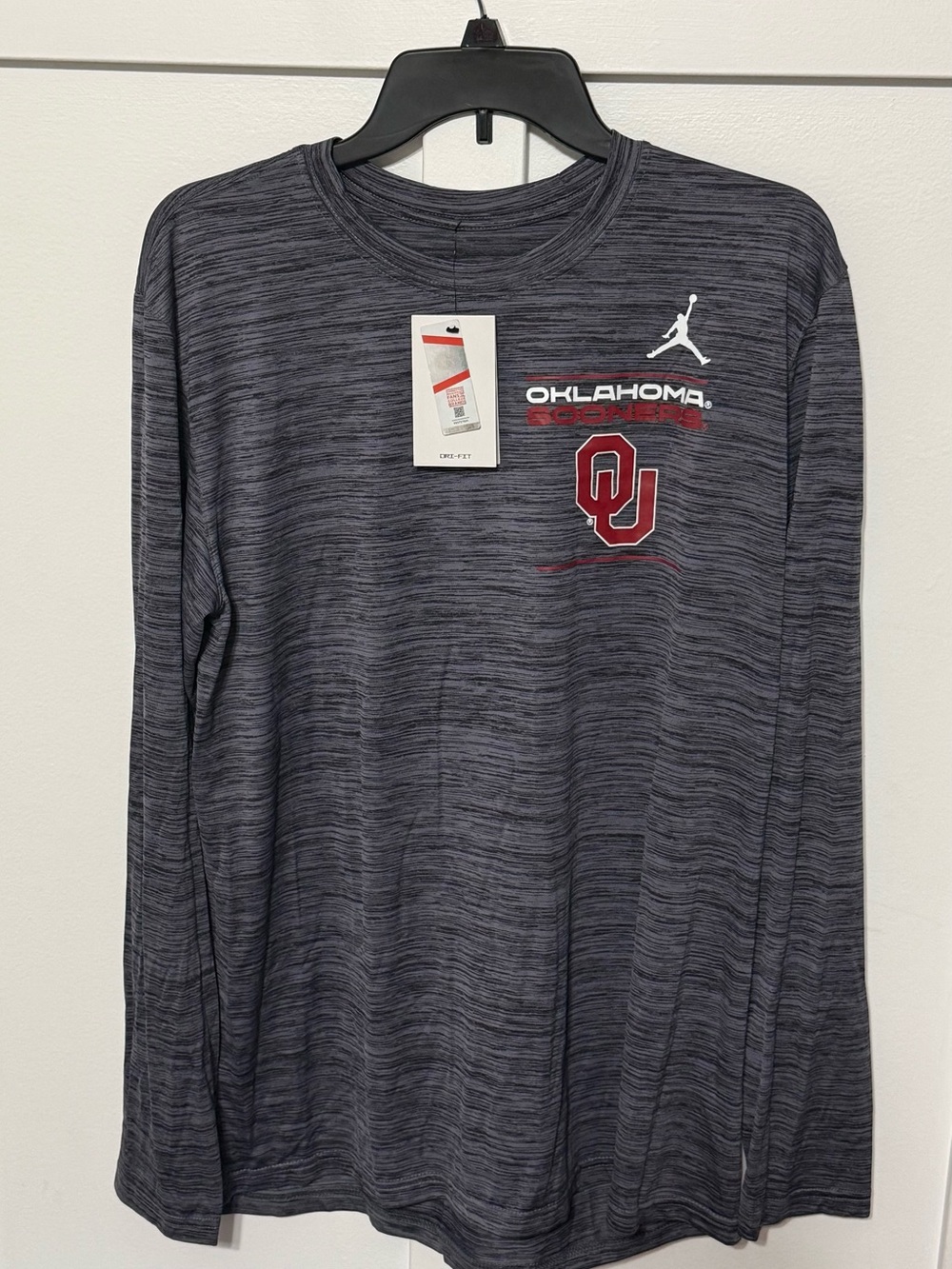 Nike Dri-Fit Men's OU Heather Gray Long-Sleeve Tee